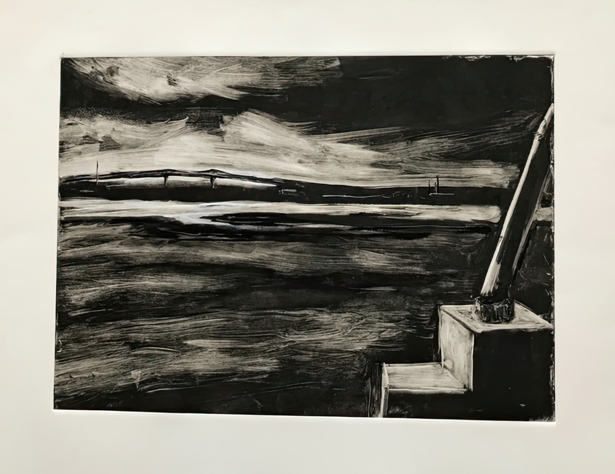 "Bridge"", 10 x 14 inches, monotype, 2020