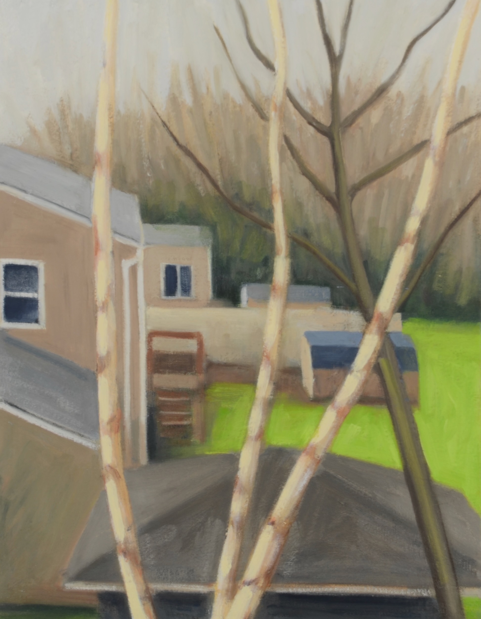 Backyard View, 18 x 14 inches, oil on canvas, 2021