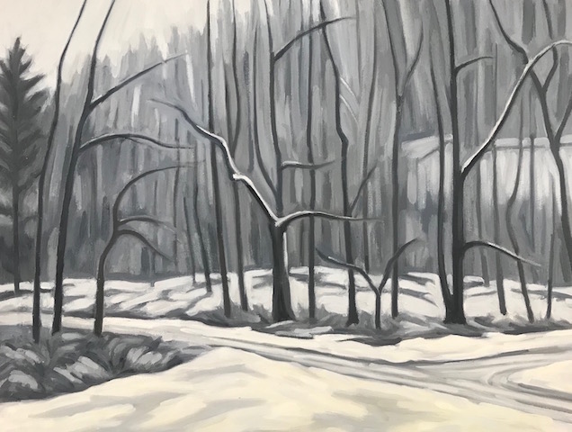 Snowy Woods, 18 x 24 inches, oil on canvas, 2019